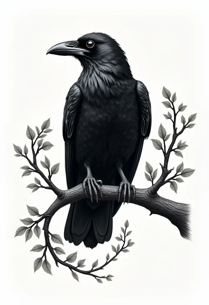 30 Raven Tattoo Shoulder Designs That Look Powerful - 9. Raven and Tree Connection