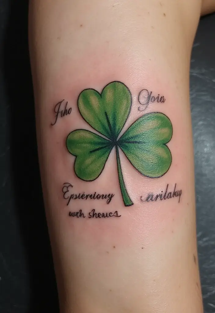 30 Realistic Four Leaf Clover Tattoo Inspirations for Luck - 9. Clovers with Meaningful Quotes