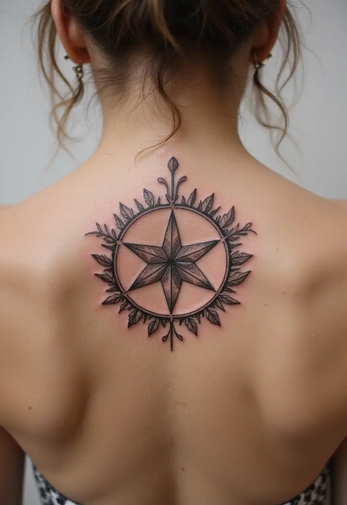 30 September Birth Flower Tattoo Ideas with Meaning - 9. Aster in a Circular Frame