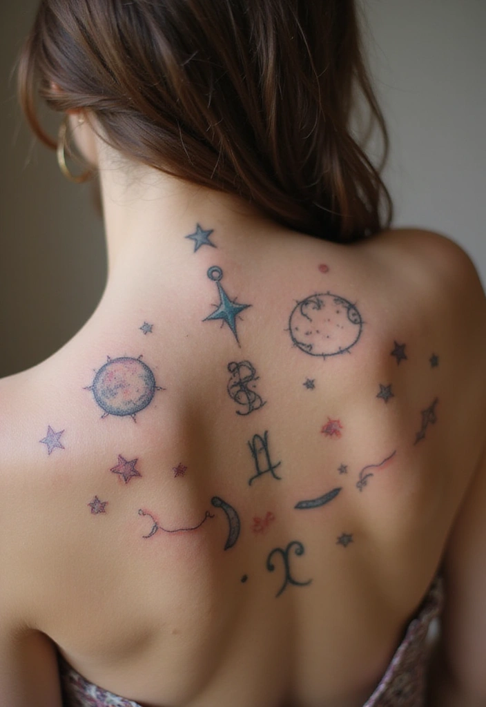 30 Shoulder and Back Tattoos for Women That Look Stunning - 9. Zodiac and Celestial Bodies