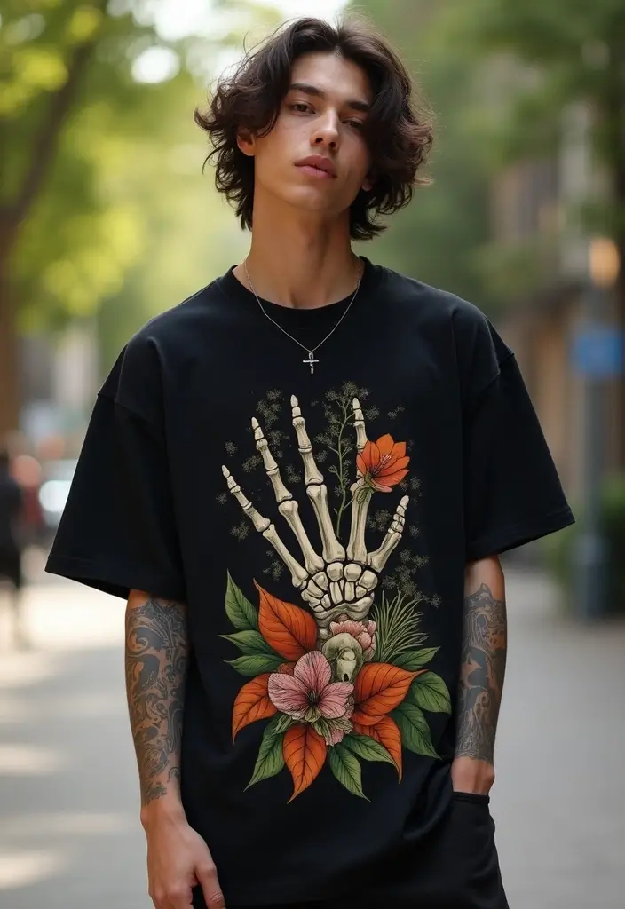 30 Skeleton Hand Tattoos with Edgy and Dark Styles - 9. Nature Integration