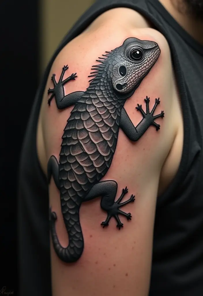 30 Small Lizard Tattoo Designs That Look Unique - 9. Detailed Scaled Lizard