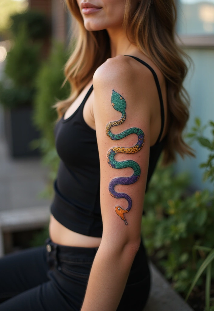 30 Snake Body Tattoo Designs That Look Striking - 9. Abstract Snake Design