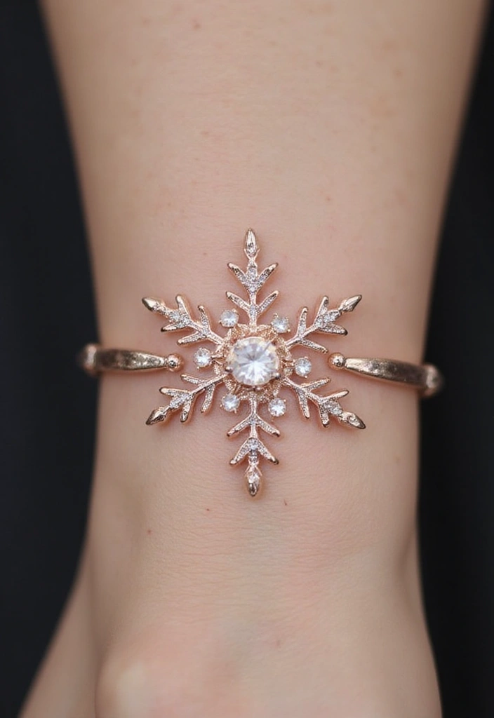 30 Snowflake Tattoo Ideas with Delicate and Unique Patterns - 9. Dainty Snowflake Bracelet Tattoo