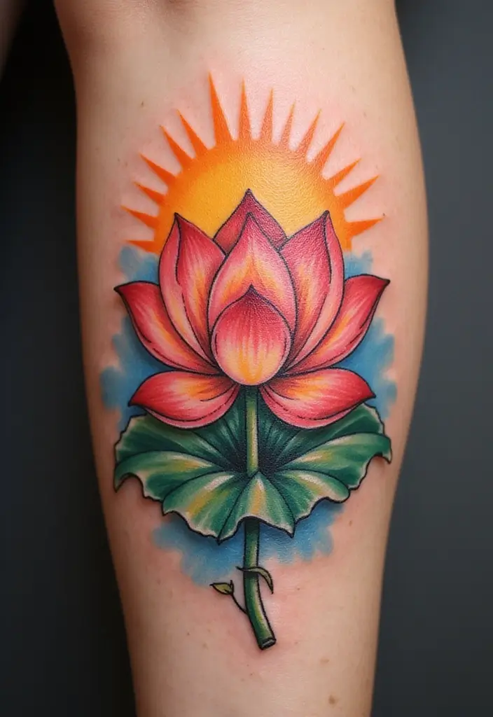 30 Strength Lotus Flower Tattoo Meaning and Designs - 9. Hope and Positivity: Light in Darkness