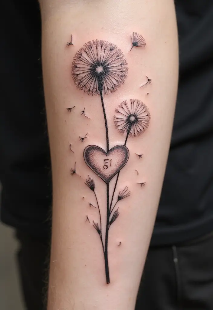 30 Symbolism of a Dandelion Tattoo with Stunning Designs - 9. Remembrance