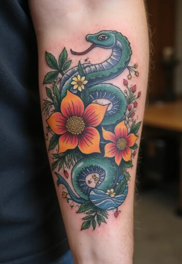 30 Viking Snake Tattoo Designs with Norse Symbolism - 9. Serpent in Nature