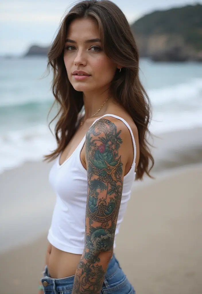 30 Water Tattoo Sleeve Ideas Full of Fluid Motion - 9. Nautical Elements