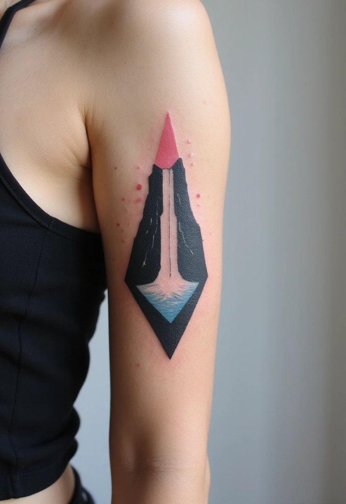 30 Waterfall Tattoos That Flow with Beauty - 9. Geometric Waterfalls