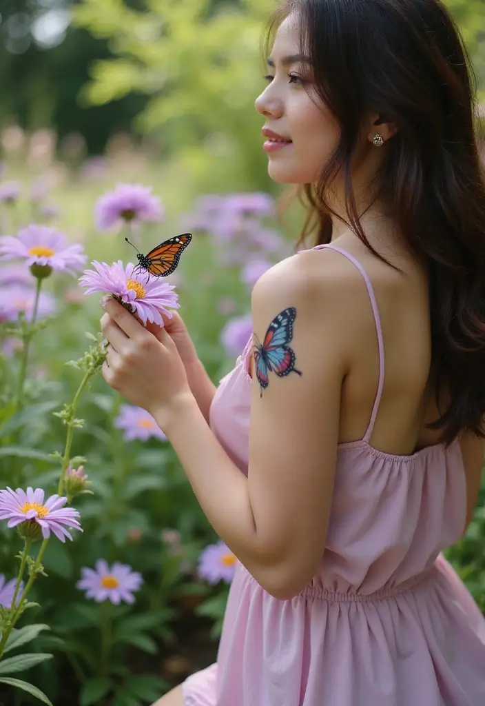 30 Women’s Feminine Arm Tattoos That Look Stylish - 9. Butterfly Blooms