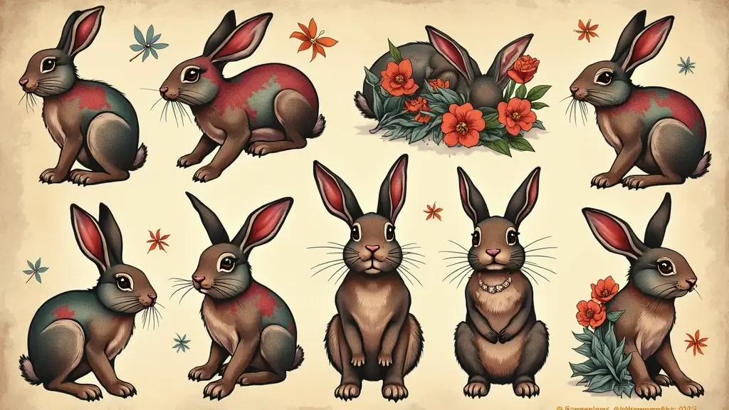30 American Traditional Rabbit Tattoo Inspirations