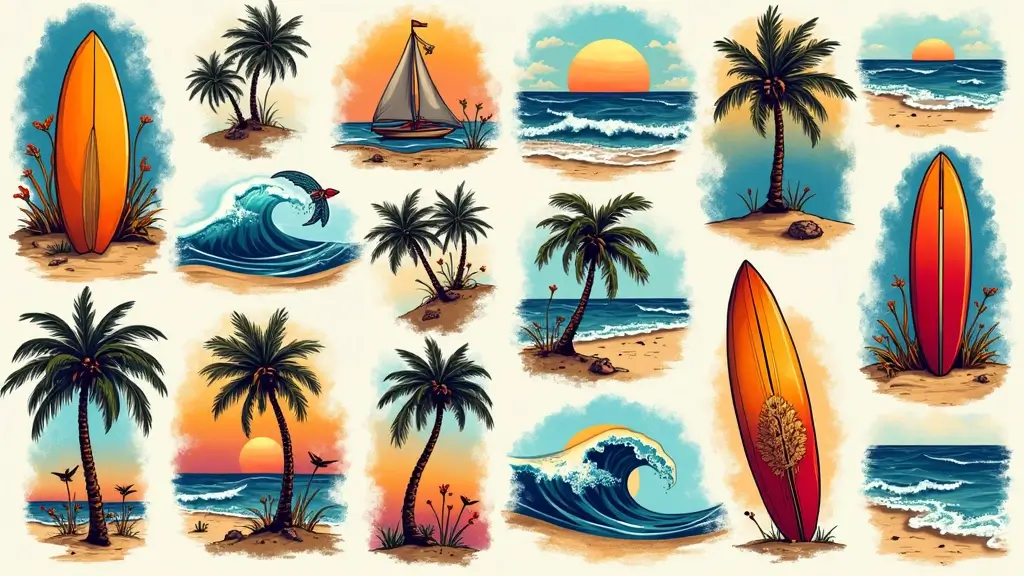 30 Beach Tattoos for Guys with Laid Back and Cool Vibes