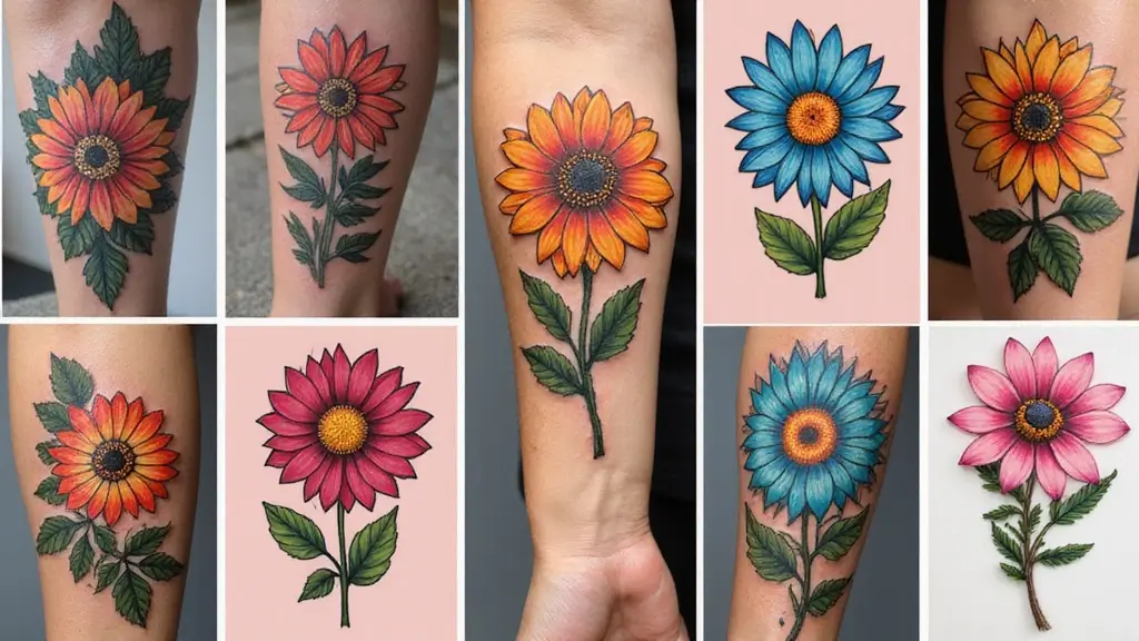 30 Colorful Daisy Tattoo Inspirations Full of Joy
