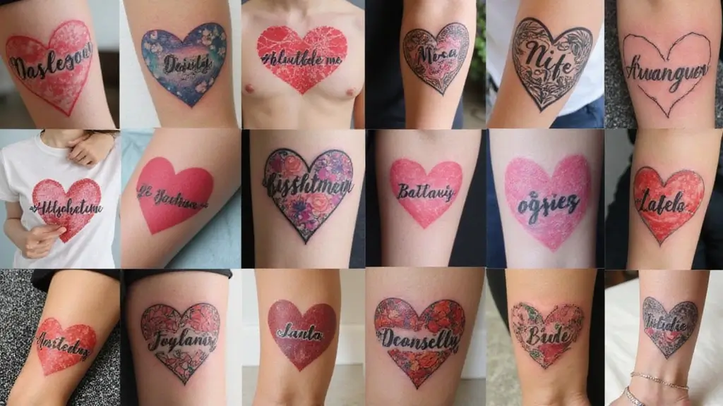 30 Heart Tattoos with Names to Celebrate Love and Bonds