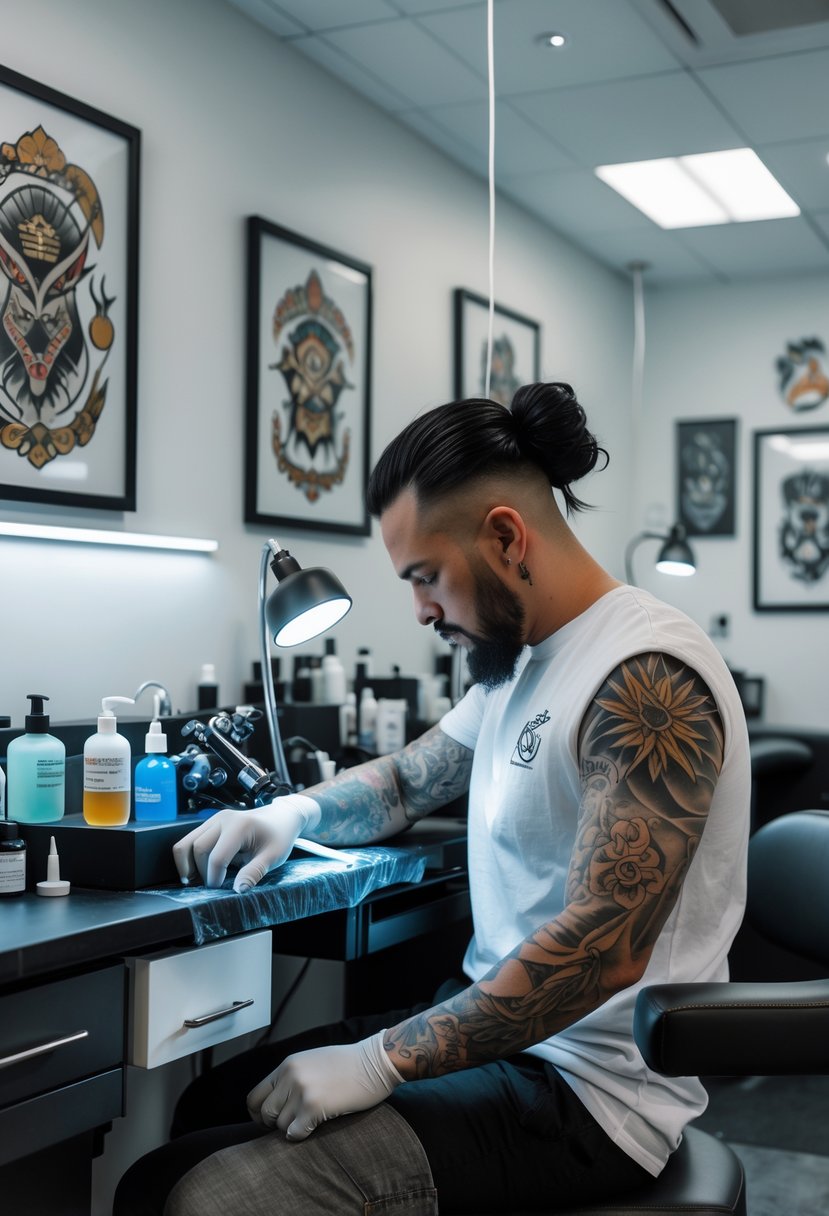Tattoo Birmingham: Your Complete Directory of Top-Rated Artists and Studios in the City 1 A tattoo artist working on a client's arm in a clean and well-lit tattoo studio.