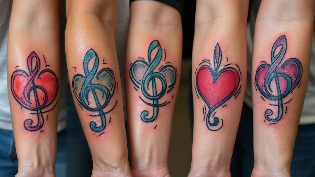 30 Treble Clef and Bass Clef Heart Tattoo Ideas for Music Lovers