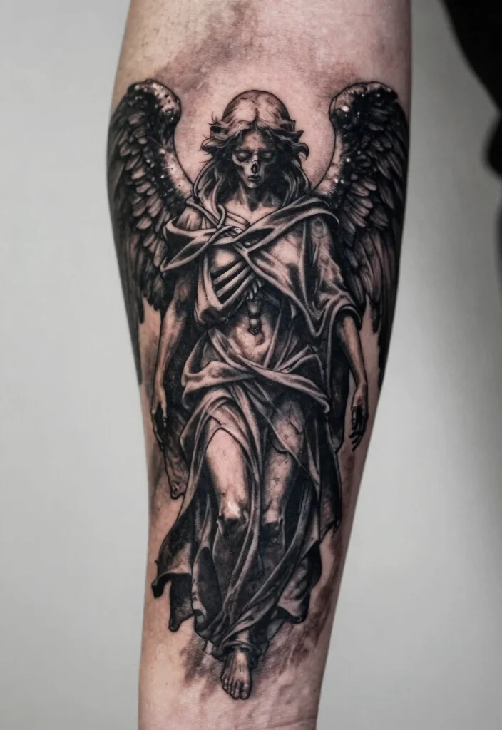 10 Always an Angel Never a God Tattoo Ideas With Dark Meaning 23 10 Always an Angel Never a God Tattoo Ideas With Dark Meaning 3. The Angel of Death 0