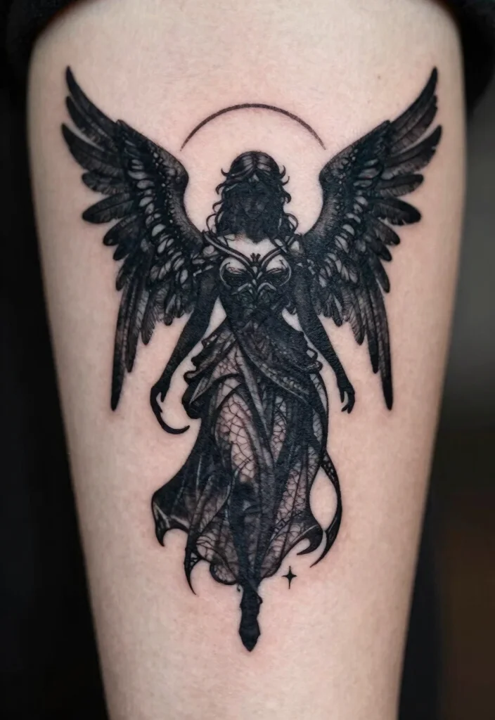 10 Always an Angel Never a God Tattoo Ideas With Dark Meaning 45 10 Always an Angel Never a God Tattoo Ideas With Dark Meaning 5. Gothic Angel Silhouette 0