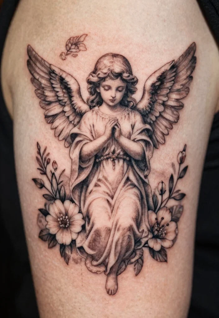 10 Always an Angel Never a God Tattoo Ideas With Dark Meaning 80 10 Always an Angel Never a God Tattoo Ideas With Dark Meaning 8. The Angel of Mercy 0