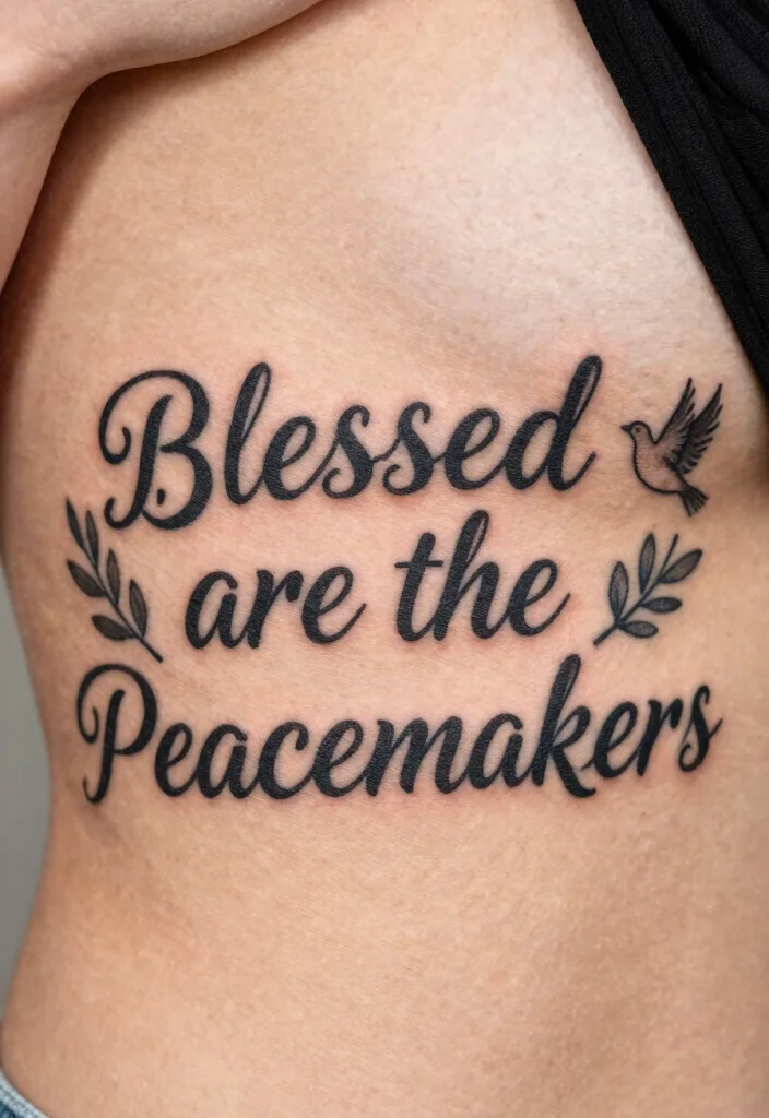 10 Bible Verse Rib Tattoo Ideas: Subtle, Personal, and Meaningful 100 10 Bible Verse Rib Tattoo Ideas Subtle Personal and Meaningful 10. Blessed are the Peacemakers Matthew 59 0