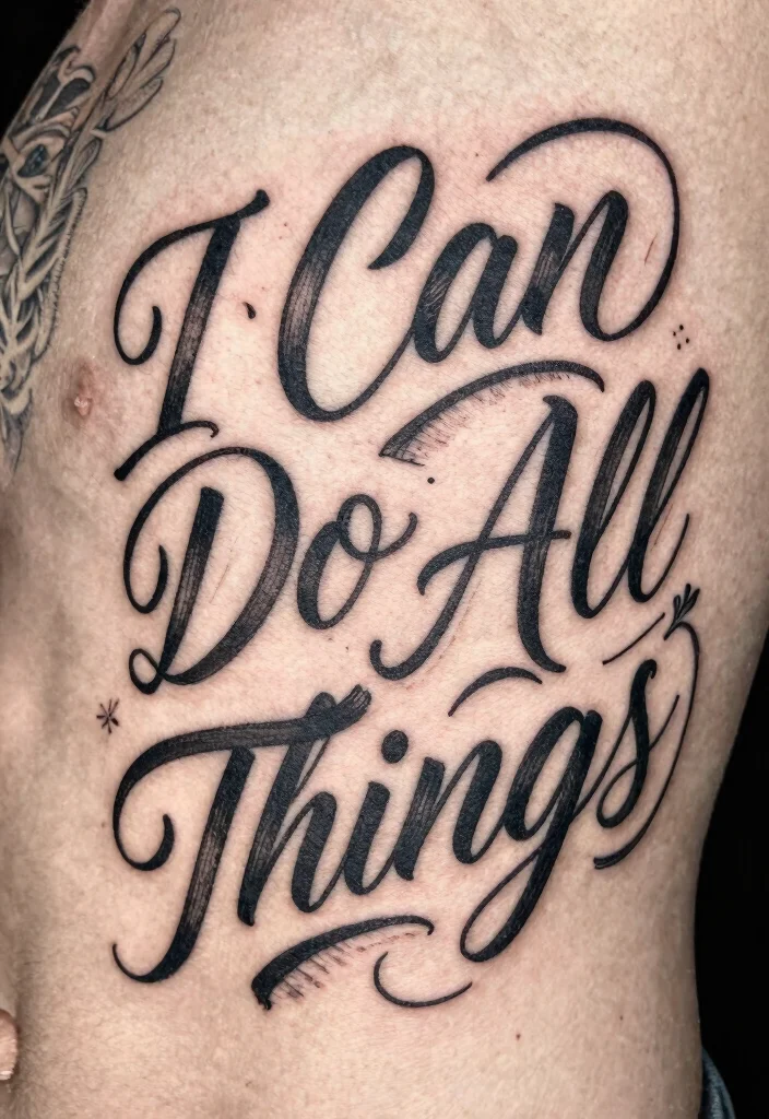 10 Bible Verse Rib Tattoo Ideas: Subtle, Personal, and Meaningful 23 10 Bible Verse Rib Tattoo Ideas Subtle Personal and Meaningful 3. I Can Do All Things Philippians 413 0
