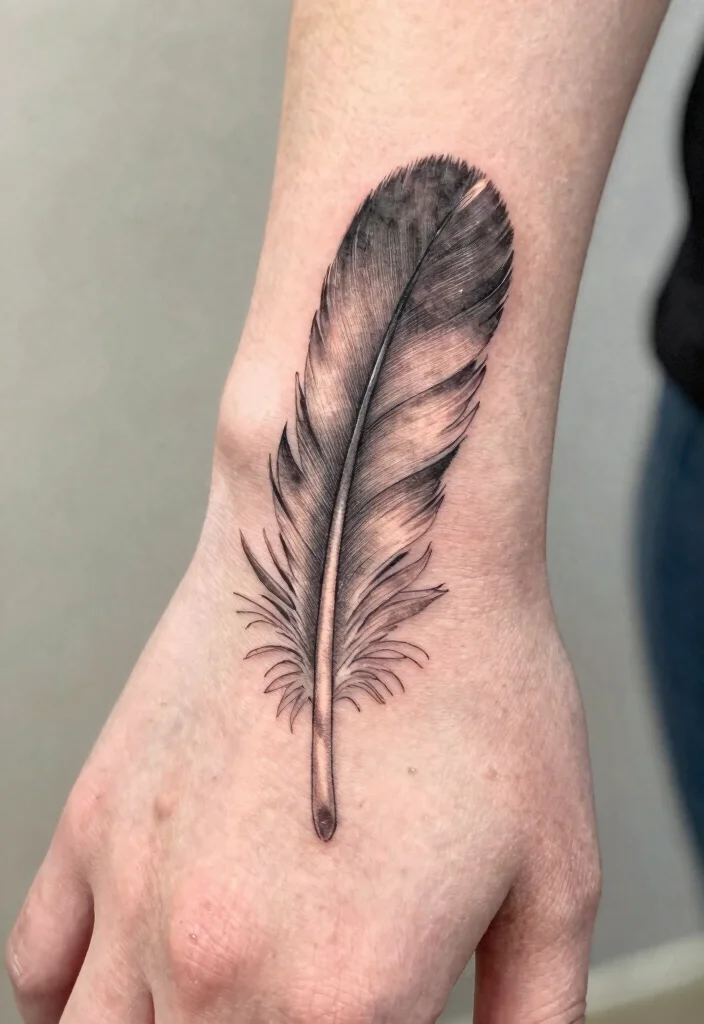 10 God Created You Different Hand Tattoo Ideas With Meaning 5. Feather Tattoo 0