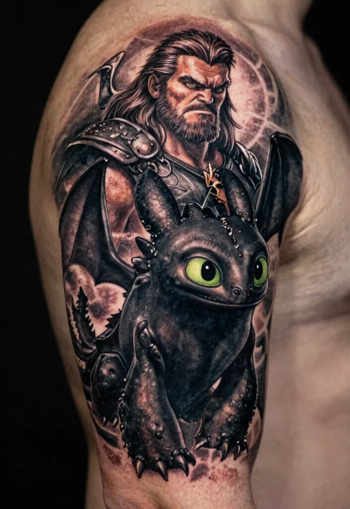 10 How to Train Your Dragon Tattoo Ideas Fun and Nostalgic 93 10 How to Train Your Dragon Tattoo Ideas Fun and Nostalgic 9. Stoick the Vast Tribute 0