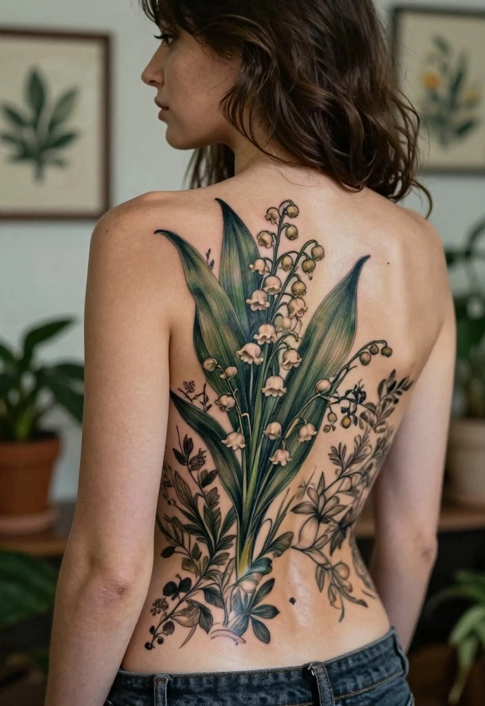 10 Lily of the Valley Back Tattoo Ideas Soft and Meaningful 45 10 Lily of the Valley Back Tattoo Ideas Soft and Meaningful 5. Botanical Collection 0