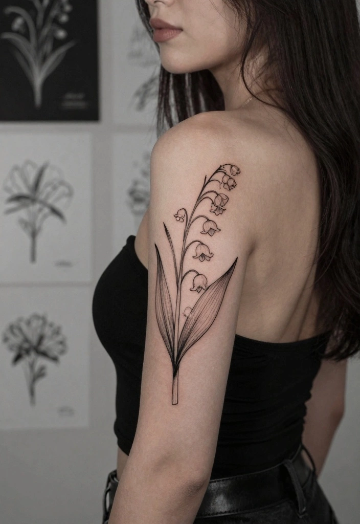 10 Lily of the Valley Back Tattoo Ideas Soft and Meaningful 69 10 Lily of the Valley Back Tattoo Ideas Soft and Meaningful 7. Line Art Simplicity 0
