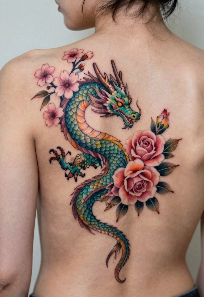 10 Mini Dragon Tattoo Ideas for Women: Small and Fierce 23 10 Mini Dragon Tattoo Ideas for Women Small and Fierce 3. Fierce Dragon with Floral Accents 0