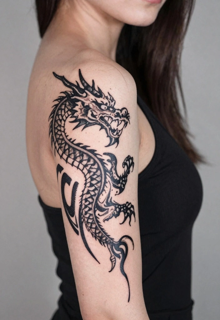 10 Mini Dragon Tattoo Ideas for Women: Small and Fierce 34 10 Mini Dragon Tattoo Ideas for Women Small and Fierce 4. Tribal Dragon Design 0