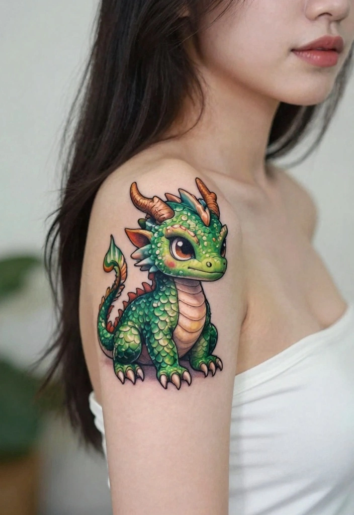 10 Mini Dragon Tattoo Ideas for Women: Small and Fierce 58 10 Mini Dragon Tattoo Ideas for Women Small and Fierce 6. Fierce Baby Dragon 0