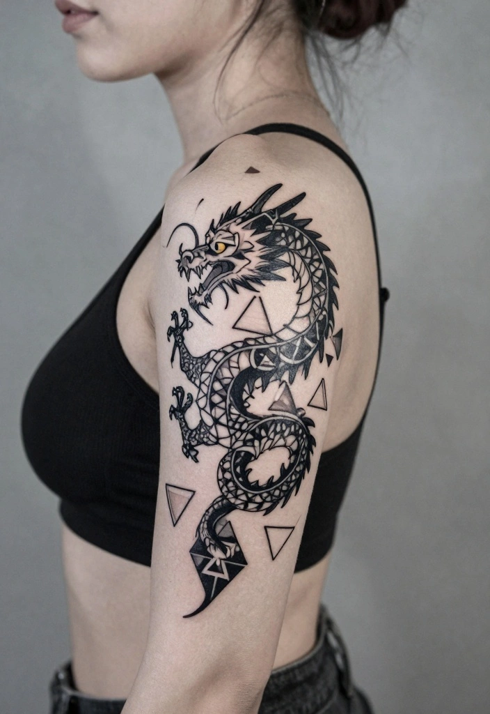 10 Mini Dragon Tattoo Ideas for Women: Small and Fierce 93 10 Mini Dragon Tattoo Ideas for Women Small and Fierce 9. Geometric Dragon Tattoo 0