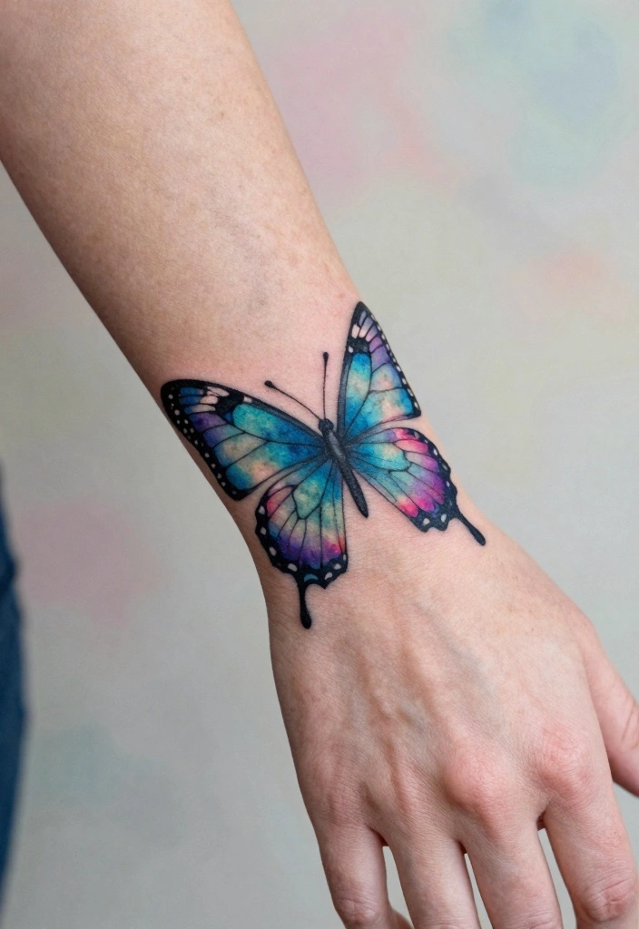 10 Small Butterfly Wrist Tattoo Ideas Delicate and Emotional 2. Watercolor Butterfly 0