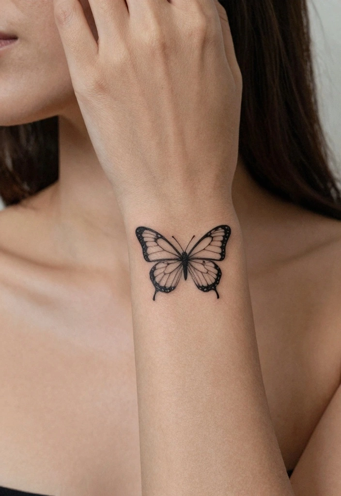 10 Small Butterfly Wrist Tattoo Ideas Delicate and Emotional 3. Minimalist Butterfly Silhouette 0