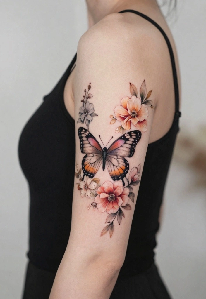 10 Small Butterfly Wrist Tattoo Ideas Delicate and Emotional 4. Butterfly with Floral Embellishments 0
