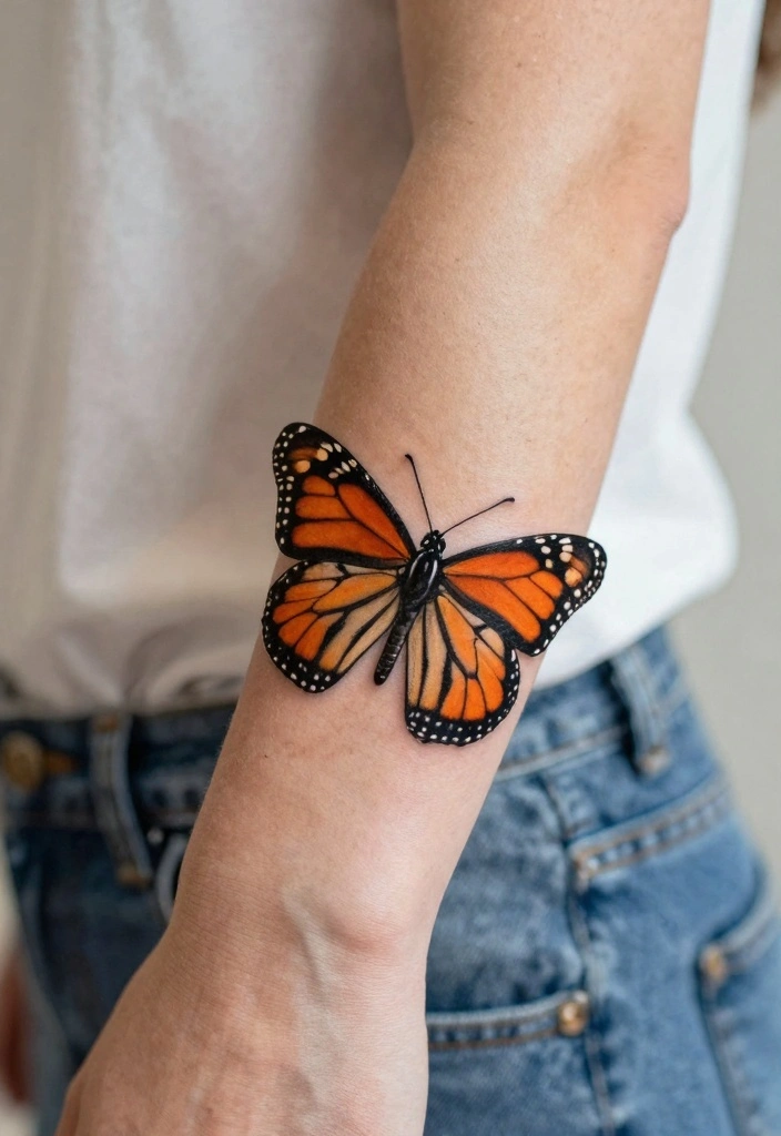10 Small Butterfly Wrist Tattoo Ideas Delicate and Emotional 6. Monarch Butterfly Tribute 0