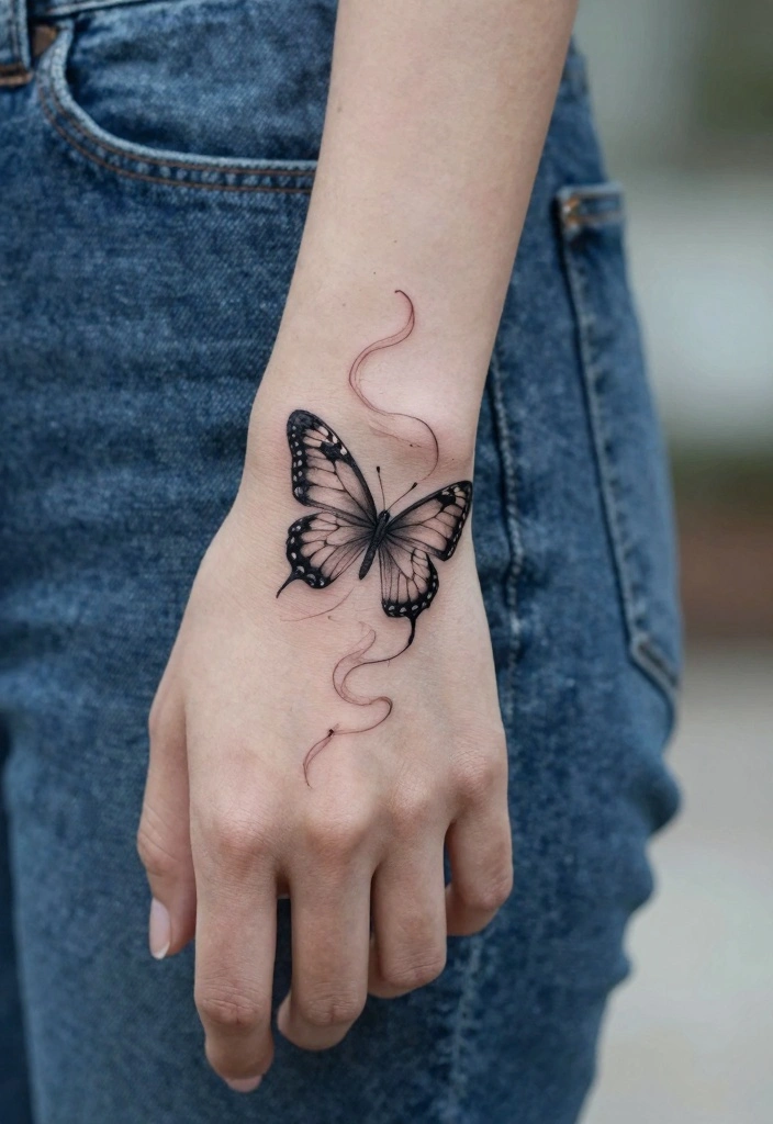 10 Small Butterfly Wrist Tattoo Ideas Delicate and Emotional 7. Butterfly in Flight 0