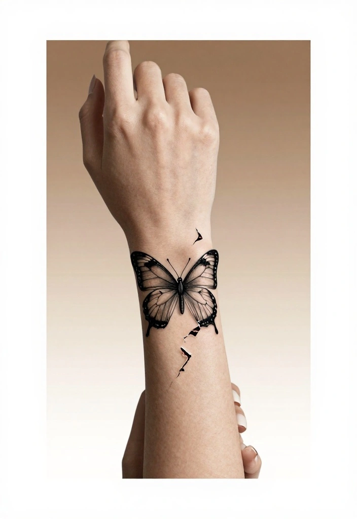10 Small Butterfly Wrist Tattoo Ideas Delicate and Emotional 8. Broken Butterfly for Healing 0