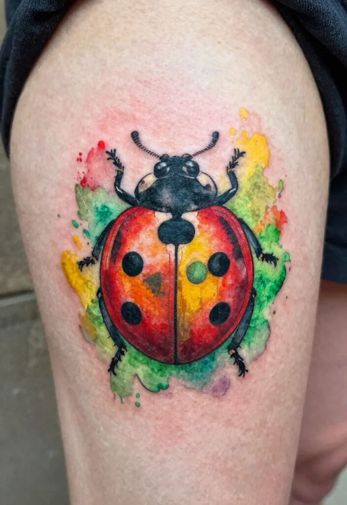 10 Small Ladybug Tattoo Ideas Simple And Charming 12 10 Small Ladybug Tattoo Ideas Simple And Charming 2. Watercolor Ladybug Tattoo 0
