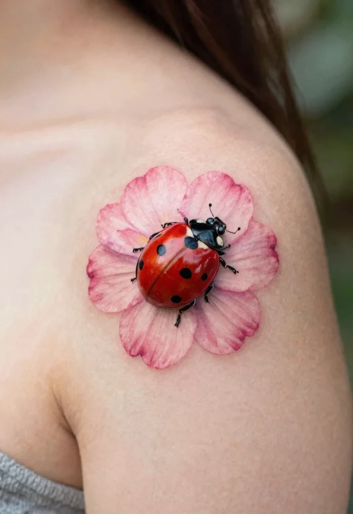 10 Small Ladybug Tattoo Ideas Simple And Charming 23 10 Small Ladybug Tattoo Ideas Simple And Charming 3. Tiny Ladybug on a Flower 0
