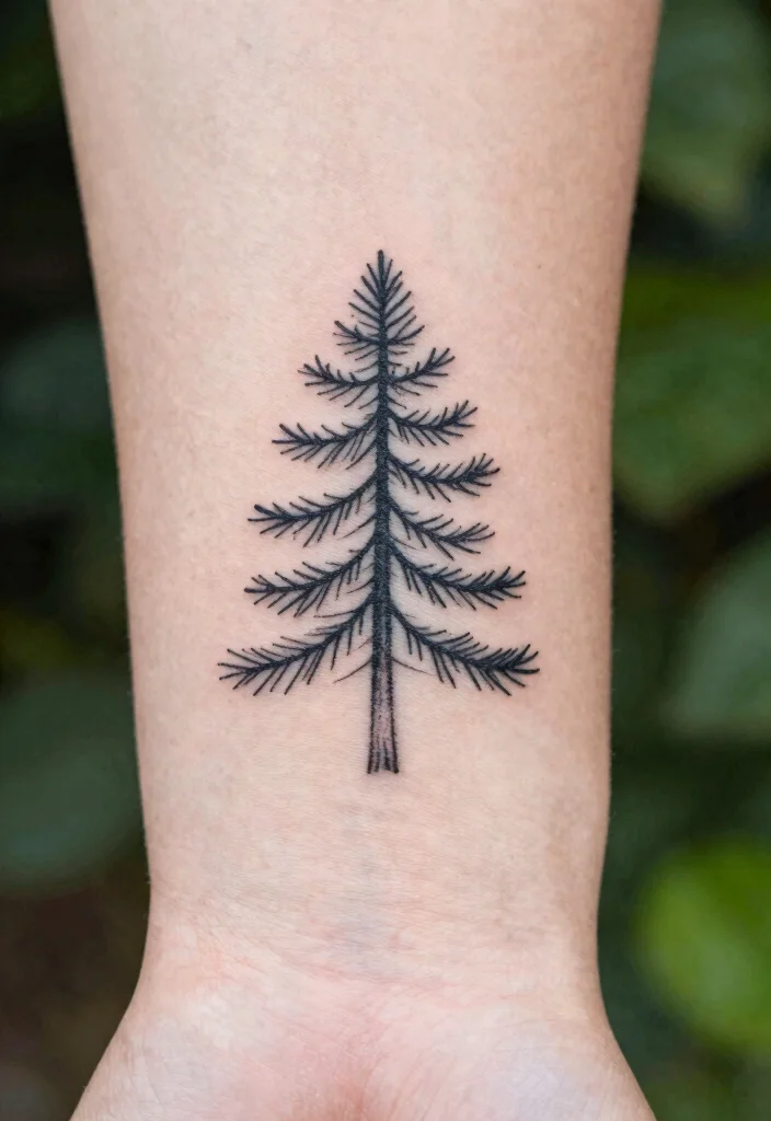 10 Small Pine Tree Tattoo Ideas Minimal And Meaningful 1. Simple Outline Pine Tree 0