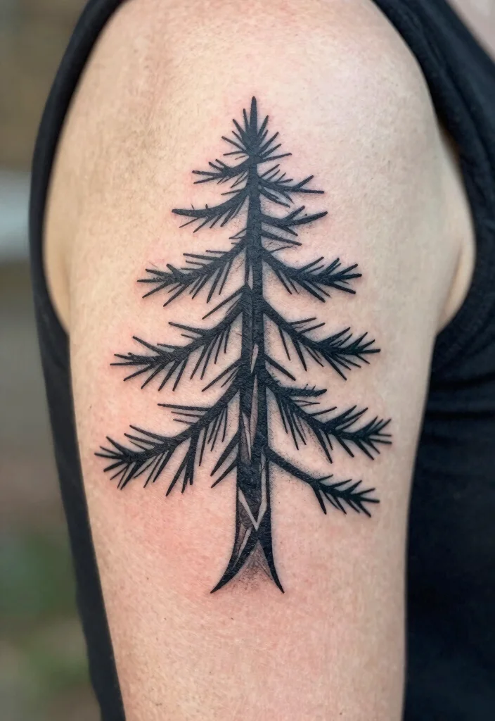 10 Small Pine Tree Tattoo Ideas Minimal And Meaningful 2. Geometric Pine Tree Design 0