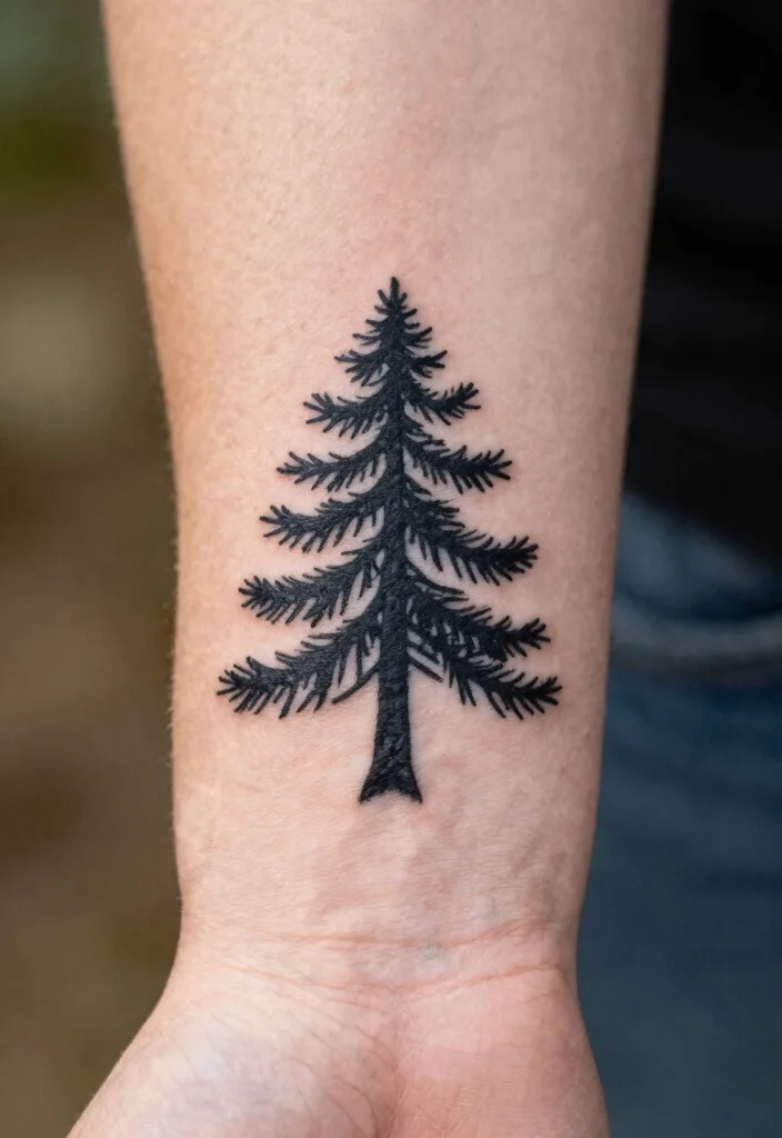 10 Small Pine Tree Tattoo Ideas Minimal And Meaningful 4. Minimalist Pine Tree Silhouette 0