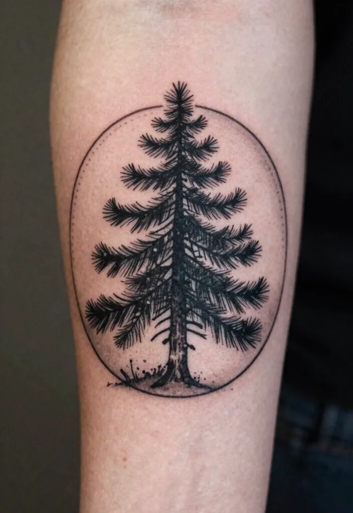 10 Small Pine Tree Tattoo Ideas Minimal And Meaningful 8. Pine Tree in a Circle 0
