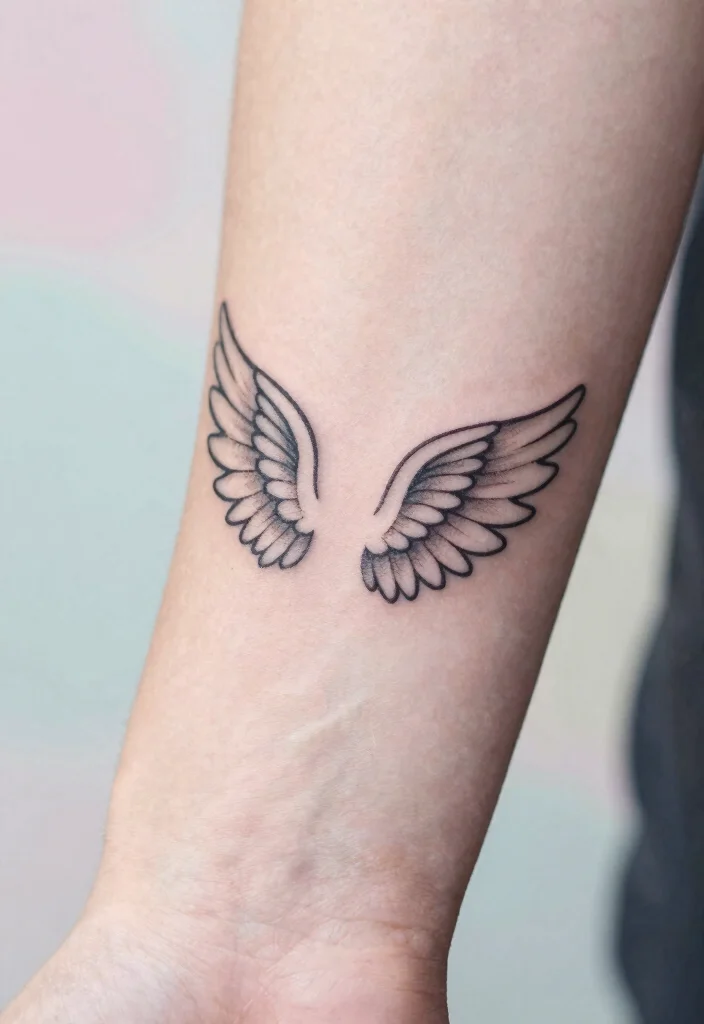 12 Angel Wing Tattoo Ideas on the Arm Elegant and Bold 1. Minimalist Angel Wings 0