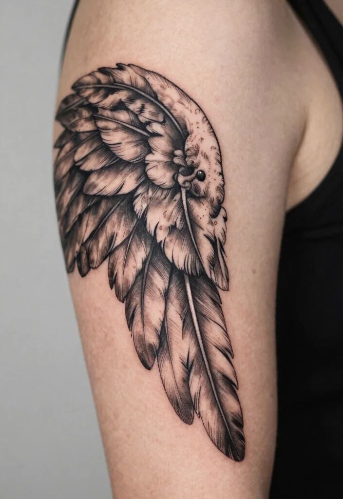 12 Angel Wing Tattoo Ideas on the Arm Elegant and Bold 5. Feathered Angel Wings 0