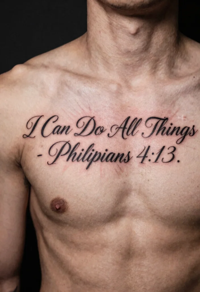 12 Bible Verse Chest Tattoo Ideas for Men Faith Inspired 1 12 Bible Verse Chest Tattoo Ideas for Men Faith Inspired 1. I Can Do All Things Philippians 413 0