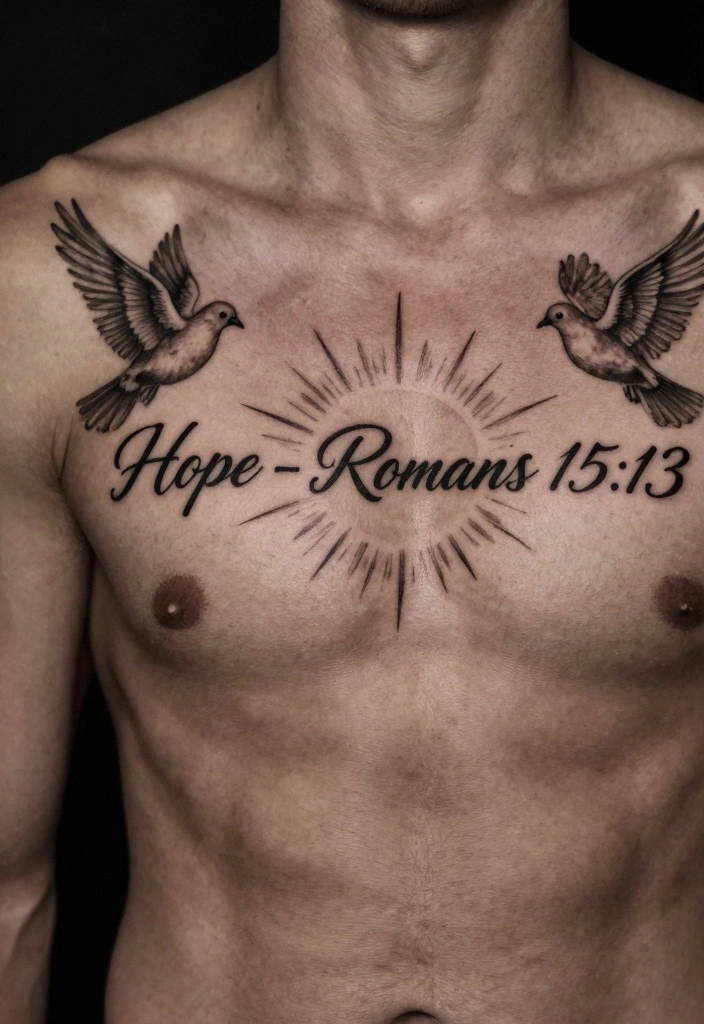 12 Bible Verse Chest Tattoo Ideas for Men Faith Inspired 122 12 Bible Verse Chest Tattoo Ideas for Men Faith Inspired 12. Hope Romans 1513 0