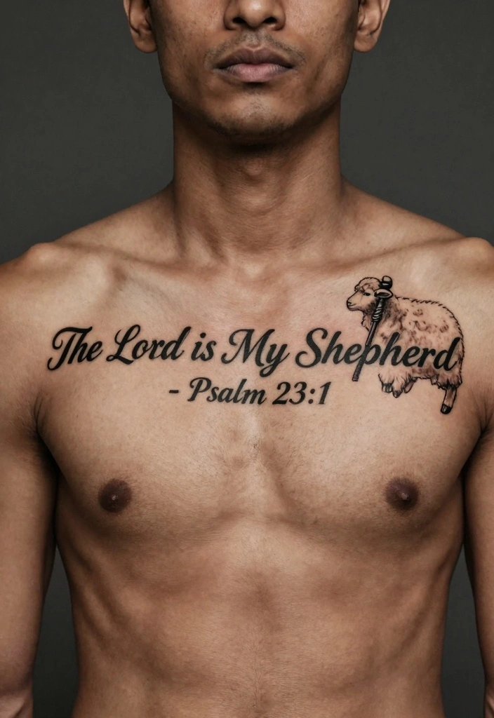 12 Bible Verse Chest Tattoo Ideas for Men Faith Inspired 78 12 Bible Verse Chest Tattoo Ideas for Men Faith Inspired 8. The Lord is My Shepherd Psalm 231 0